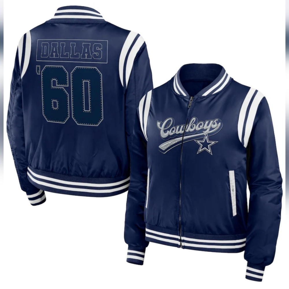 Dallas Cowboys Varsity Bomber Full-Zip Jacket Women's WEAR by Erin Andrews
